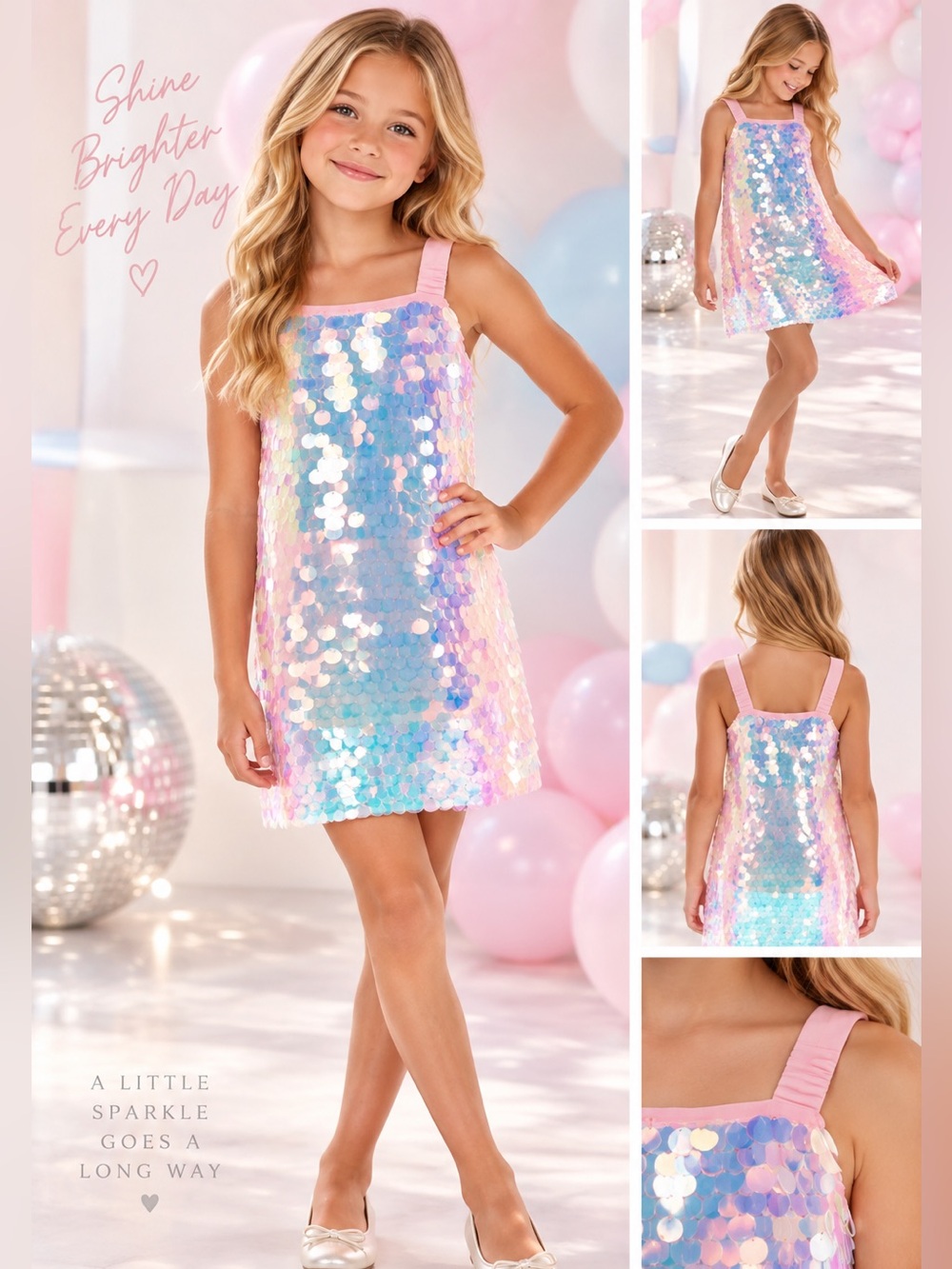 Girls size 14 Sleeveless Paillette Sequin
Embellished Shift Dress